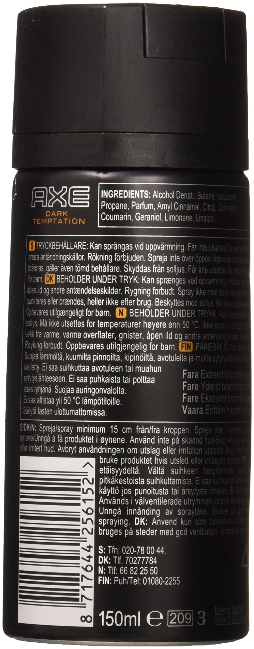Close-up of AXE Dark Temptation nozzle delivering easy spray and confidence.