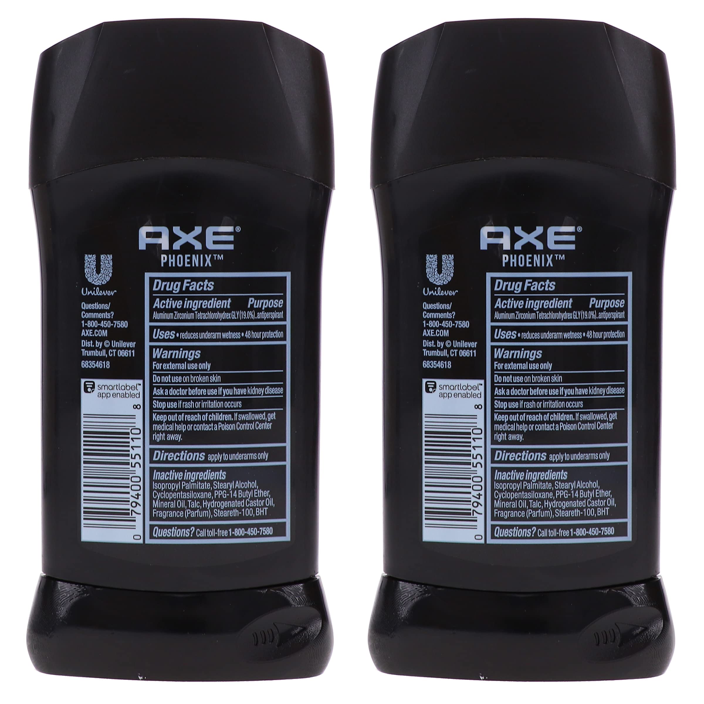 AXE Phoenix label close-up reveals branding and fragrance cues.