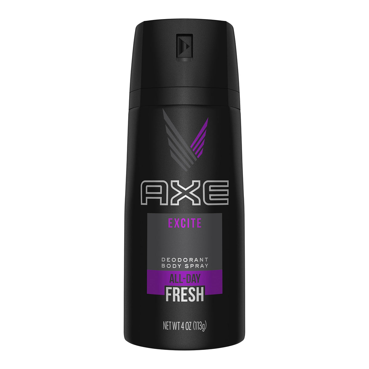 AXE Excite body spray 4oz can front view for all-day freshness