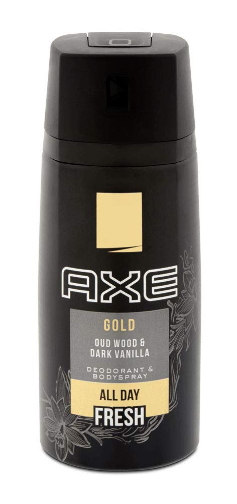 AXE Gold Dark Vanilla 3-pack display, all-day freshness for active days.
