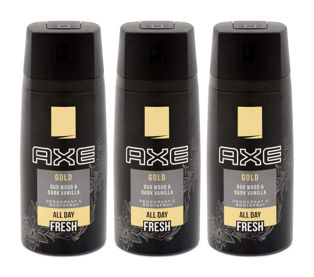 AXE Gold Oud Wood bottle, long-lasting fragrance for daily confidence.