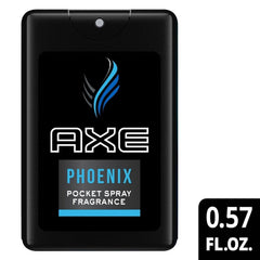 Close-up of AXE Phoenix bottle label, masculine scent.