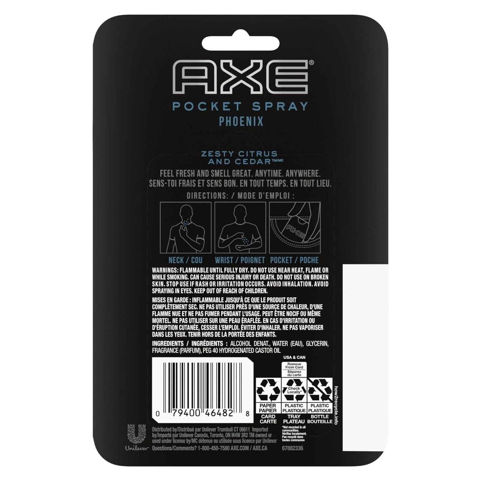 AXE Phoenix spray being applied for quick refreshment.