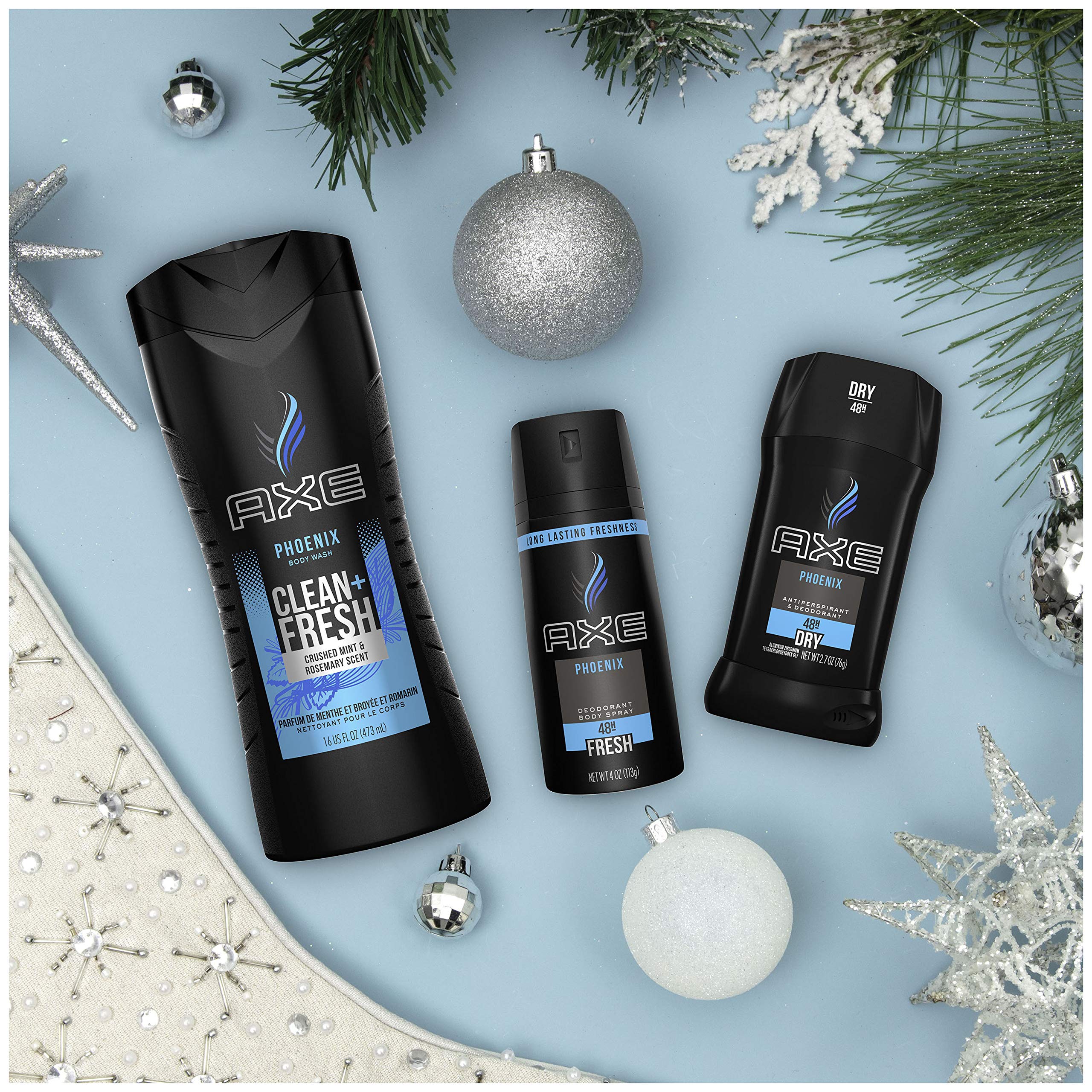 AXE Phoenix gift-set box showcases a complete grooming routine.