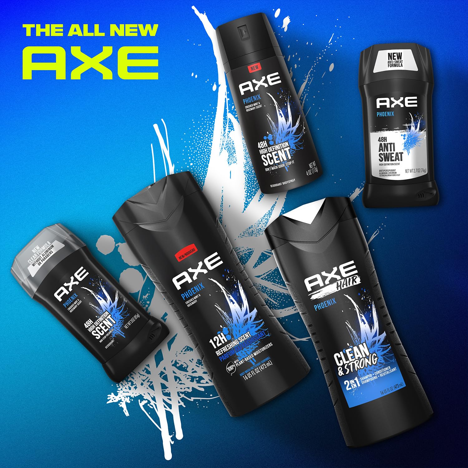 AXE Phoenix two-pack packaging: convenient duo for daily use.