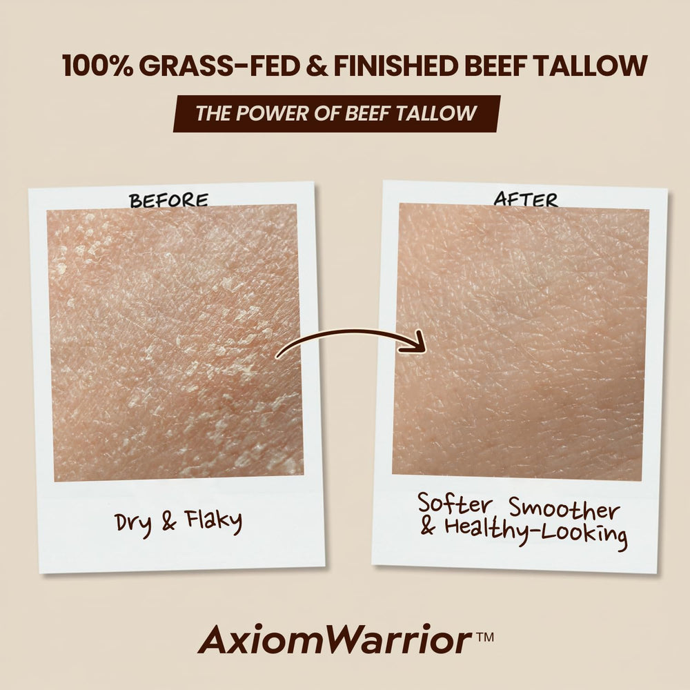 AxiomWarrior face close-up reveals hydrated, soft-looking skin.
