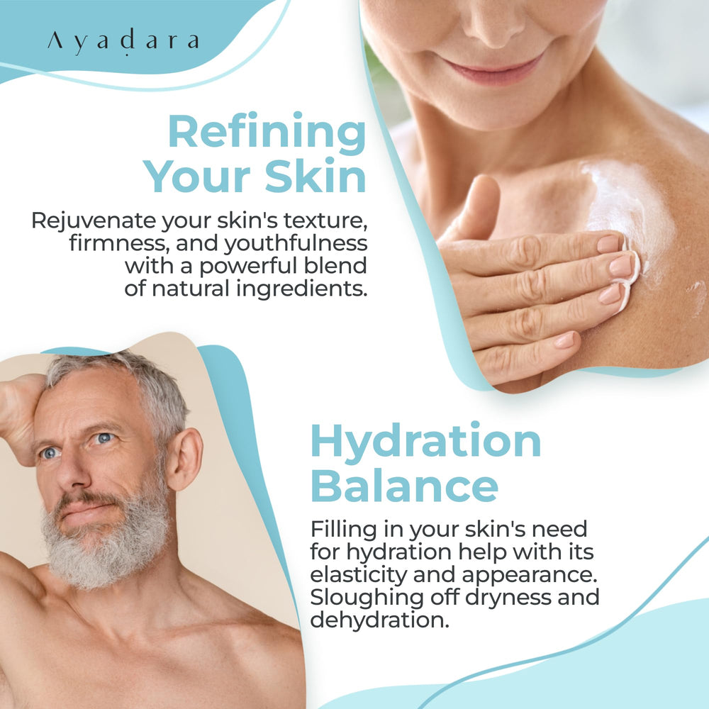 AYADARA Honey, Shea Butter and Vitamin E nourish and hydrate skin.
