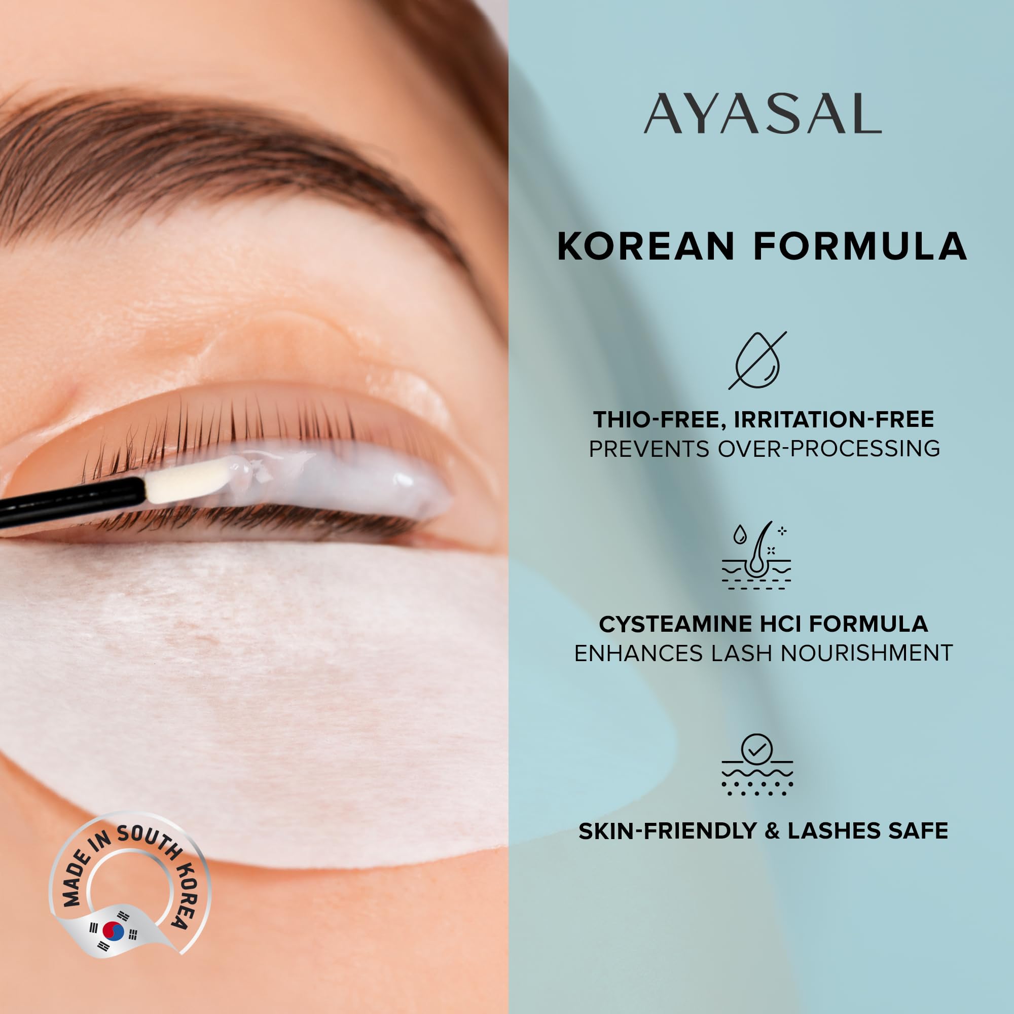AYASAL Lash Lift Kit lashes before-after demonstrates lift potential