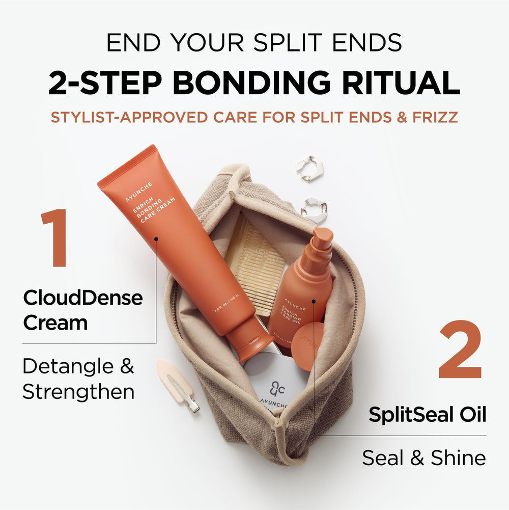 AYUNCHE Enrich Bonding Leave-In on damaged hair shows smoother, more manageable strands.