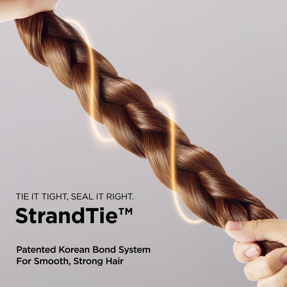 AYUNCHE Enrich Leave-In bottle with hair strands shows non-greasy, airy texture.
