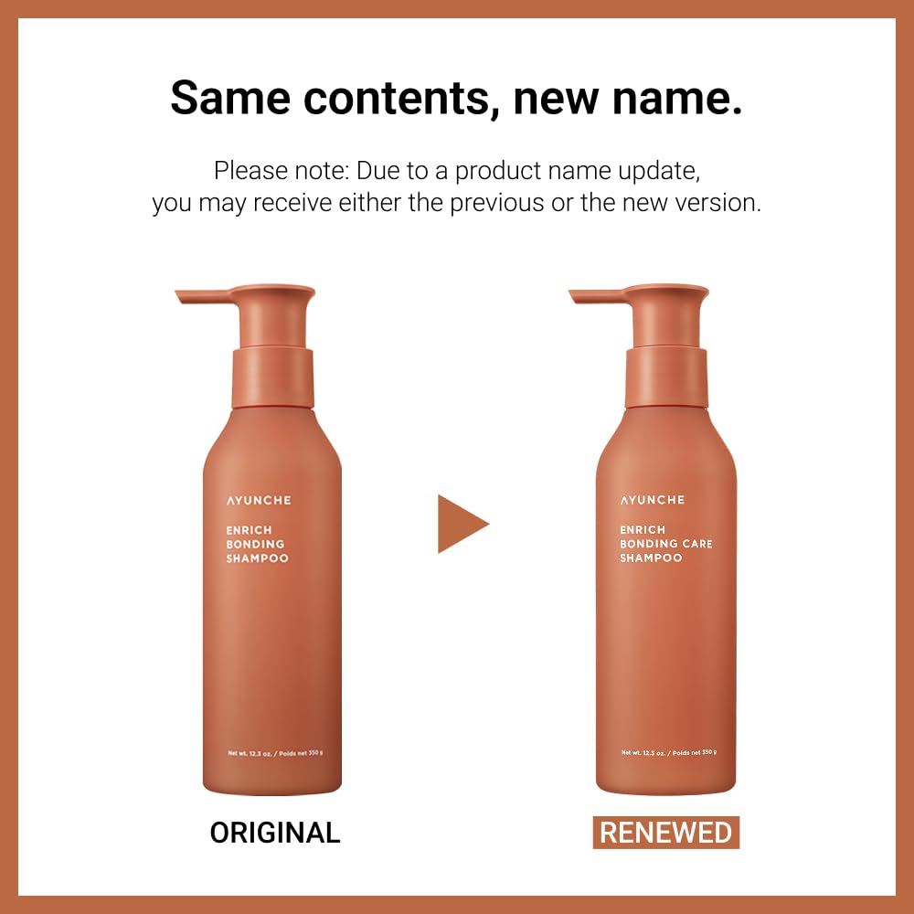 AYUNCHE Enrich Bonding Shampoo damaged-hair-therapy image illustrates targeted care for weakened strands.