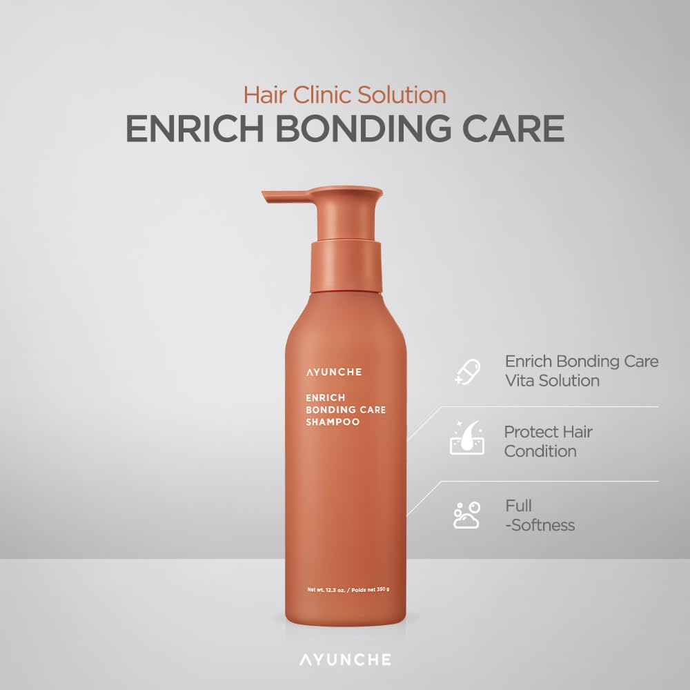 AYUNCHE Enrich Bonding Shampoo rich lather demonstrates a gentle cleanse that preserves moisture.