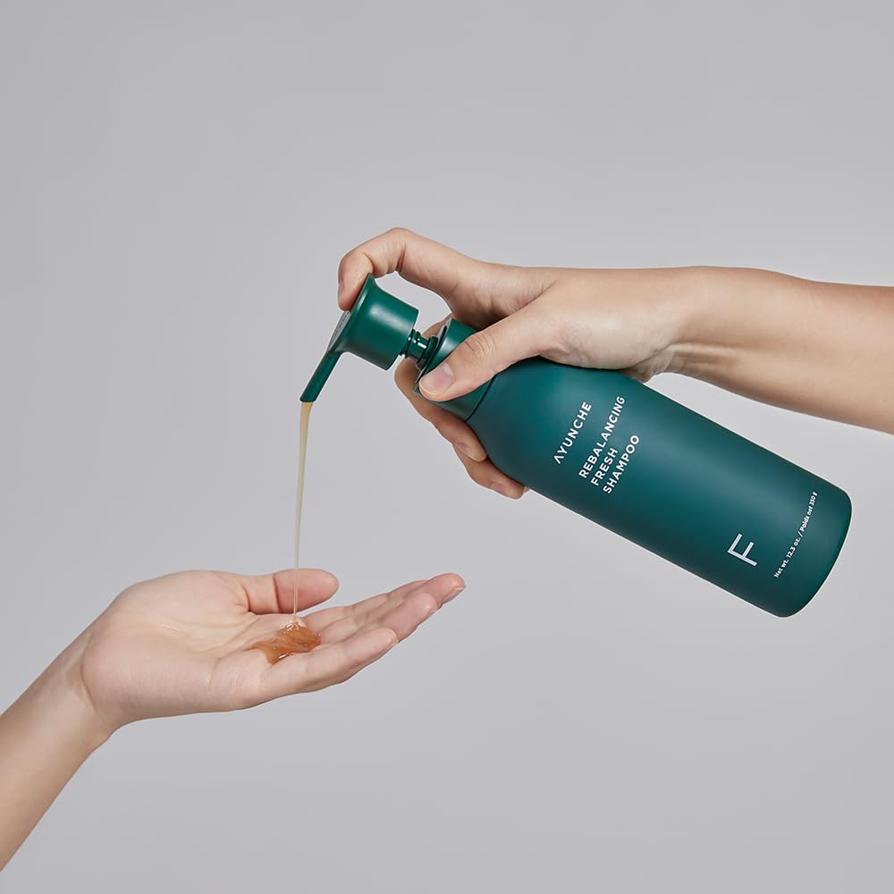 AYUNCHE Rebalancing Shampoo ProBiome label highlights probiotic scalp balance.