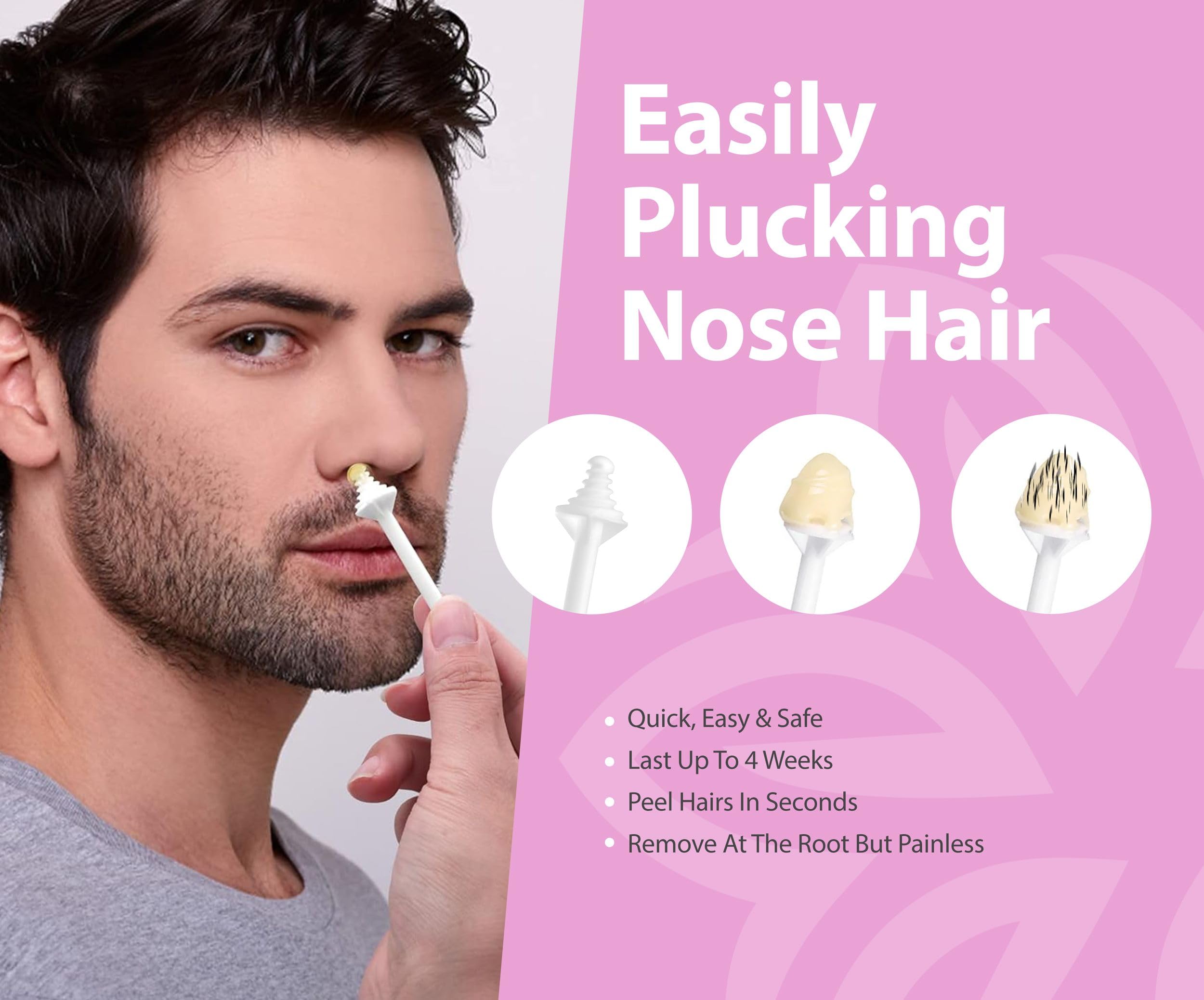 AZam nose sticks from the kit enable clean waxing of the nose area.