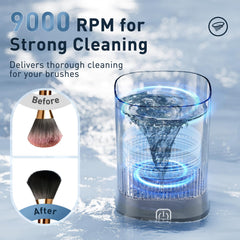 Azang electric cleaner showing compatibility with all brush sizes for a thorough, uniform clean.