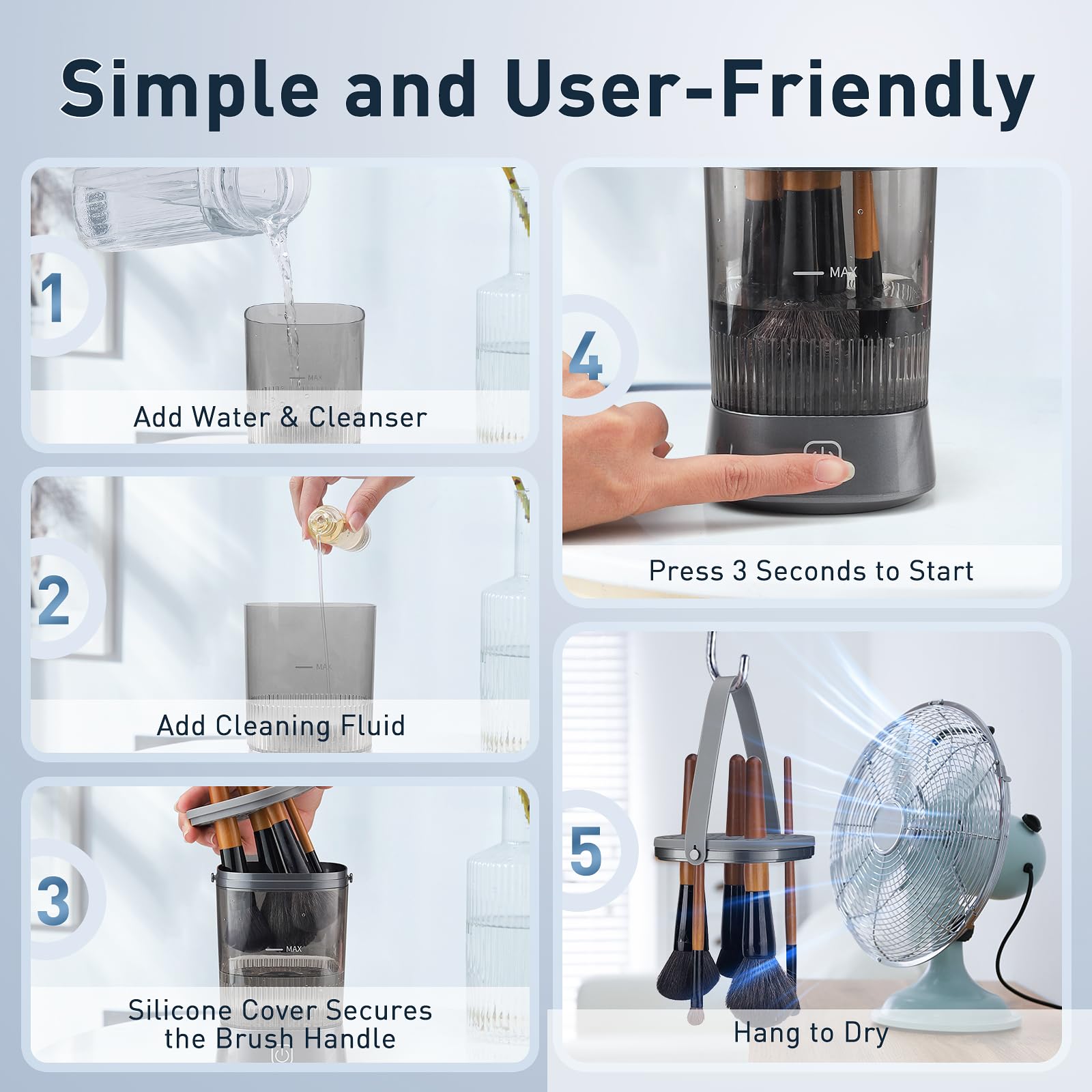 Azang IP65 waterproof design enabling safe, splash-resistant cleaning.