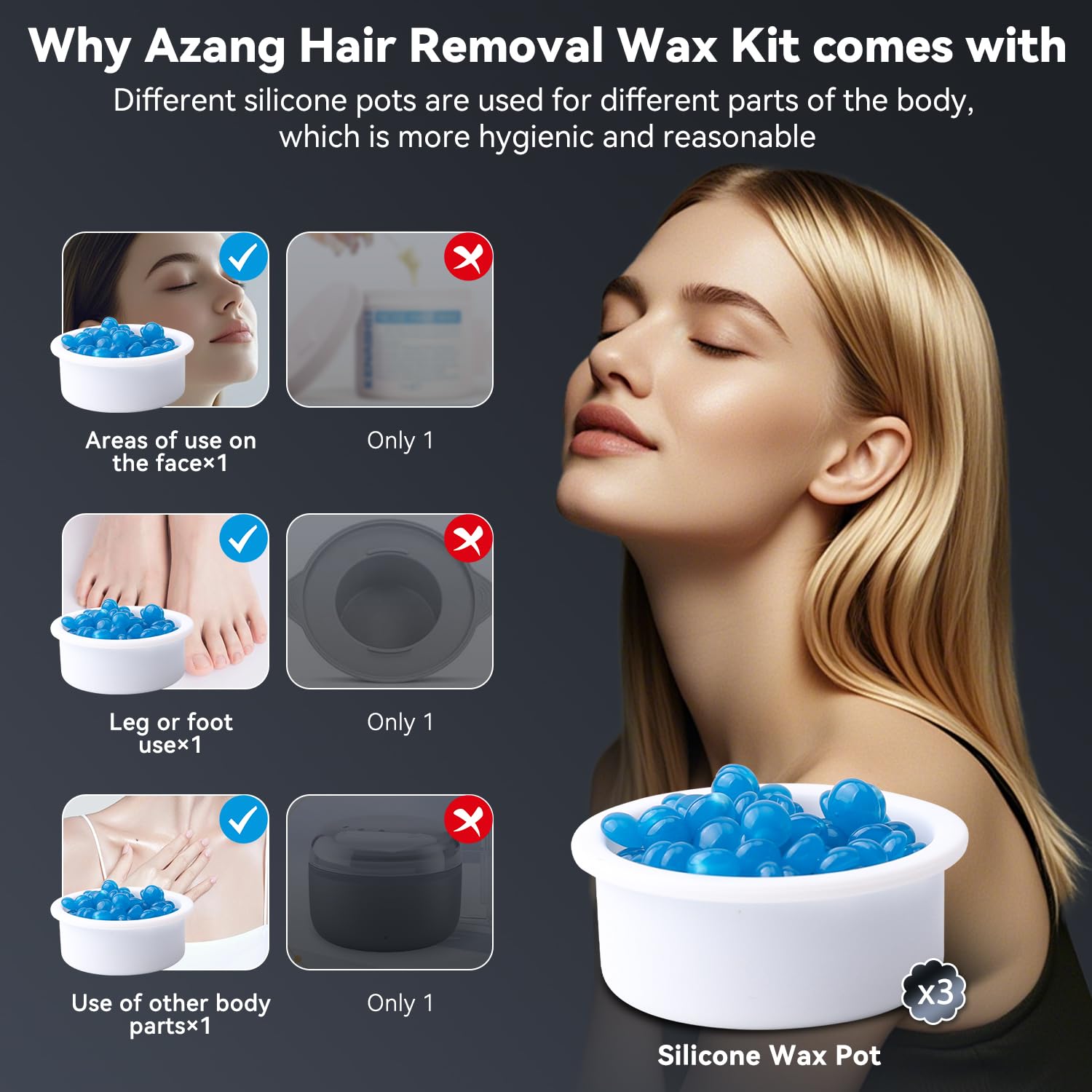 Azang silicone pots travel pack keeps wax organized and portable.