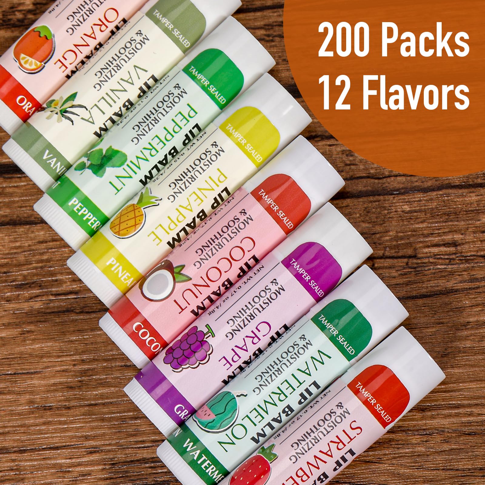 AZEN 200-pack lip balm flavors assorted for daily flavor ritual
