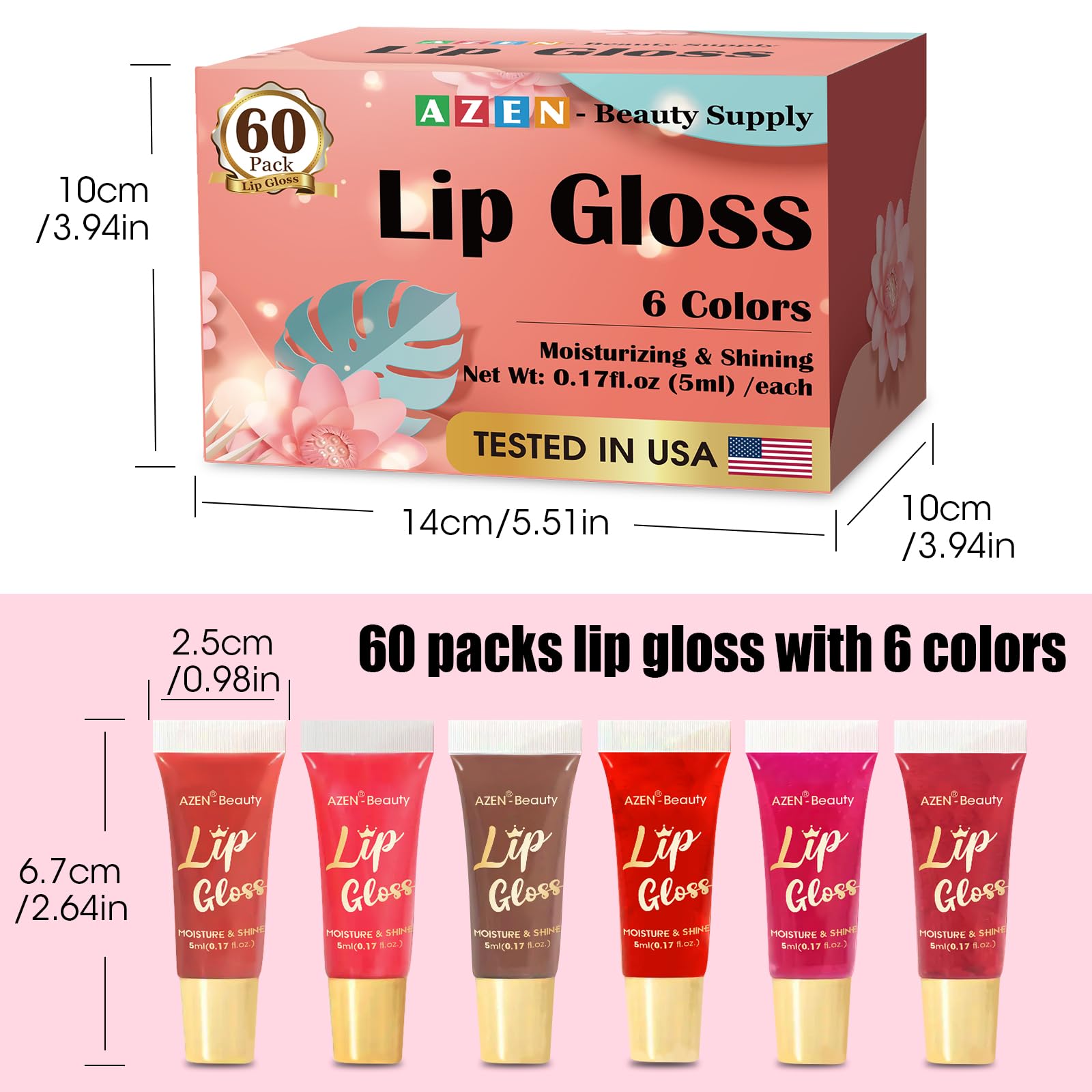 AZEN gift-ready lip gloss set appeals to makeup lovers.