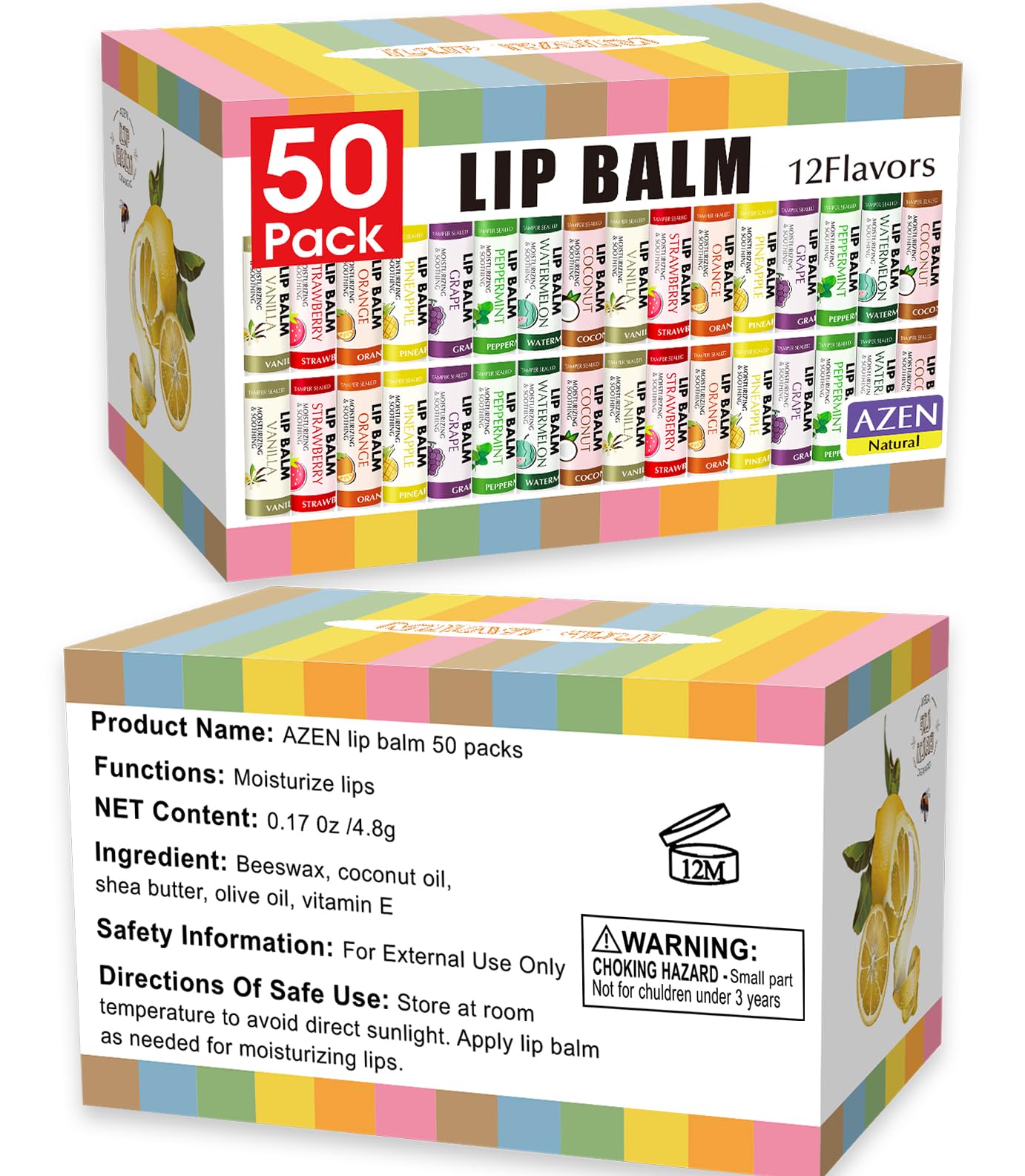 AZEN lip balm mint flavor cools and soothes while protecting lip moisture.