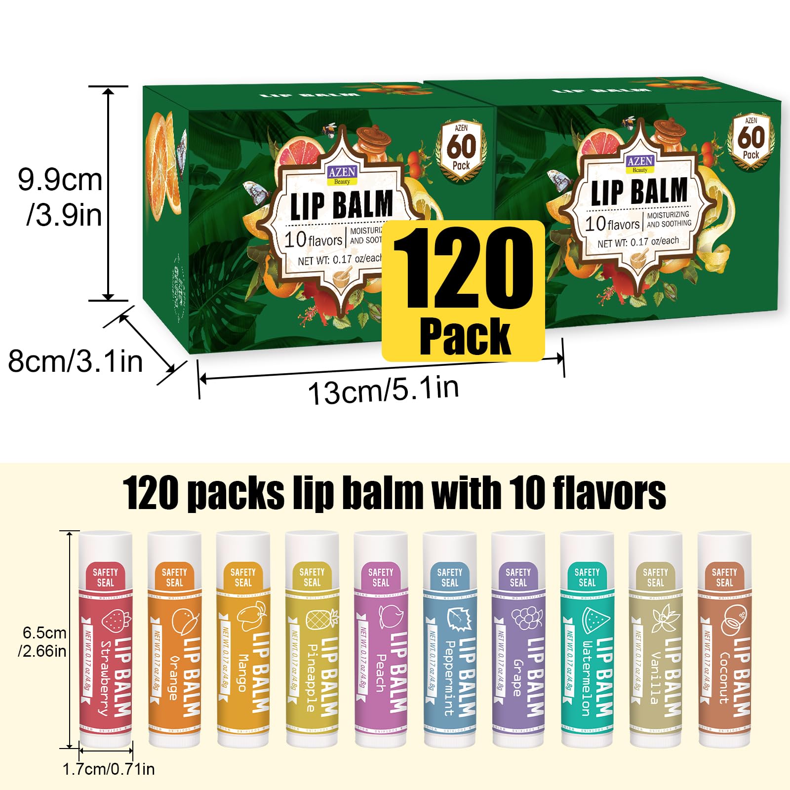 Azen lip balm cherry tube delivers vibrant flavor and lasting hydration.