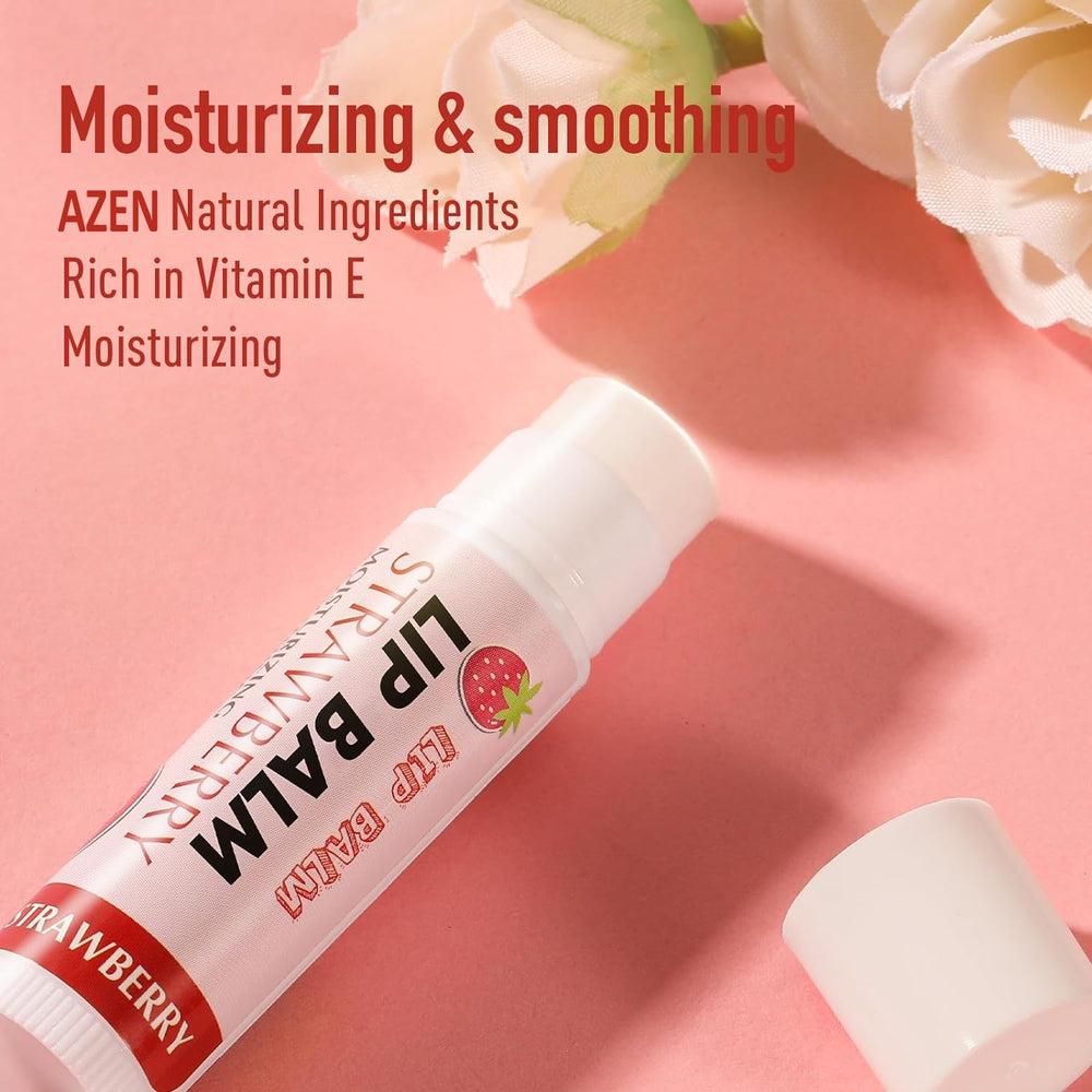 AZEN lip balm natural formula label emphasizes paraben-free and phthalate-free ingredients