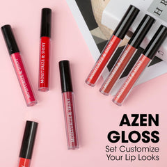 AZEN lip gloss nourished with vitamin E and coconut oil for moisture