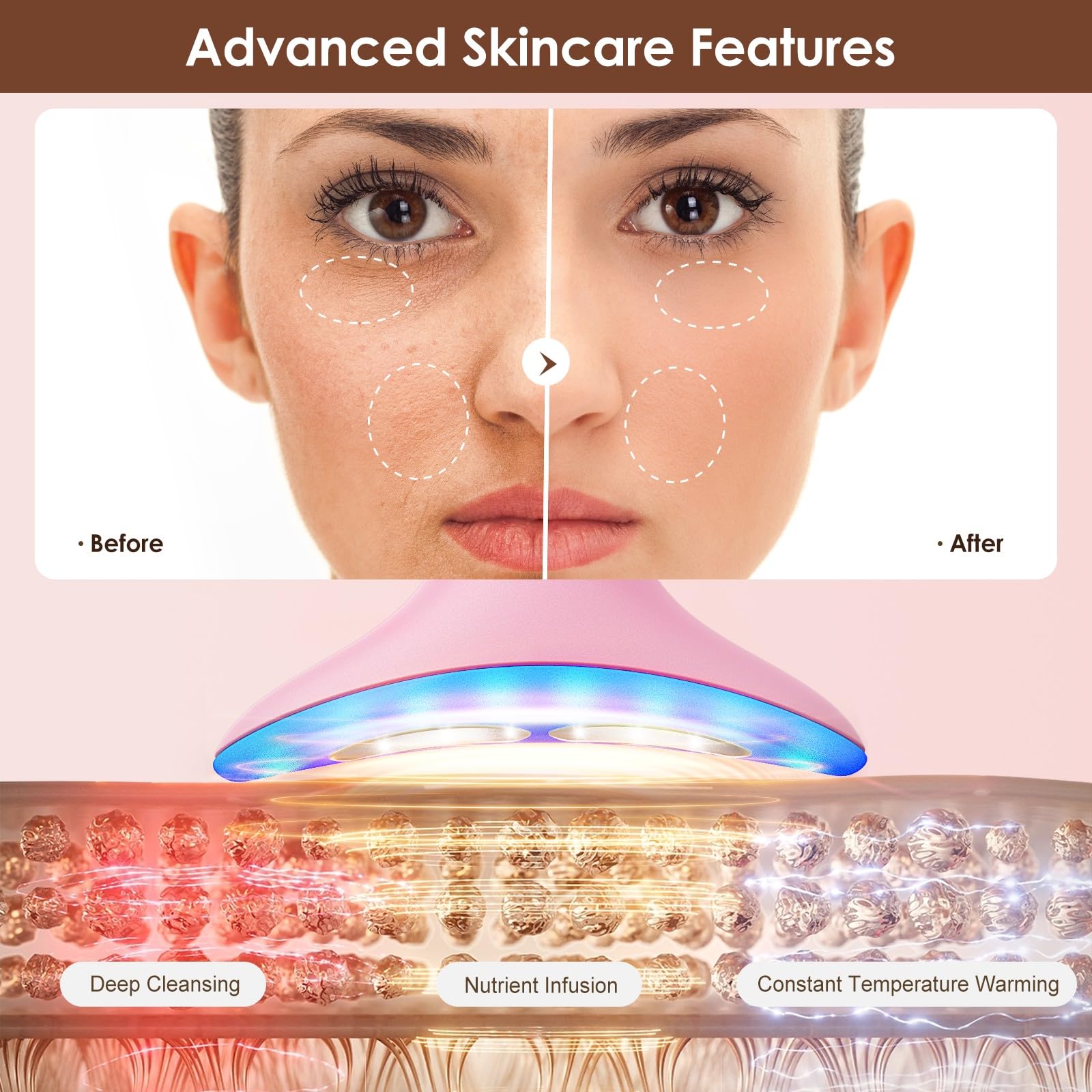 AZMAVO facial-massager in-use on face showing enhanced product absorption
