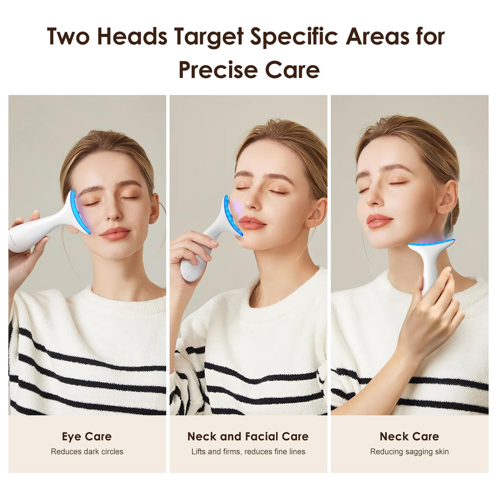 AZMAVO facial-neck massager applying serum with gentle lift emphasis