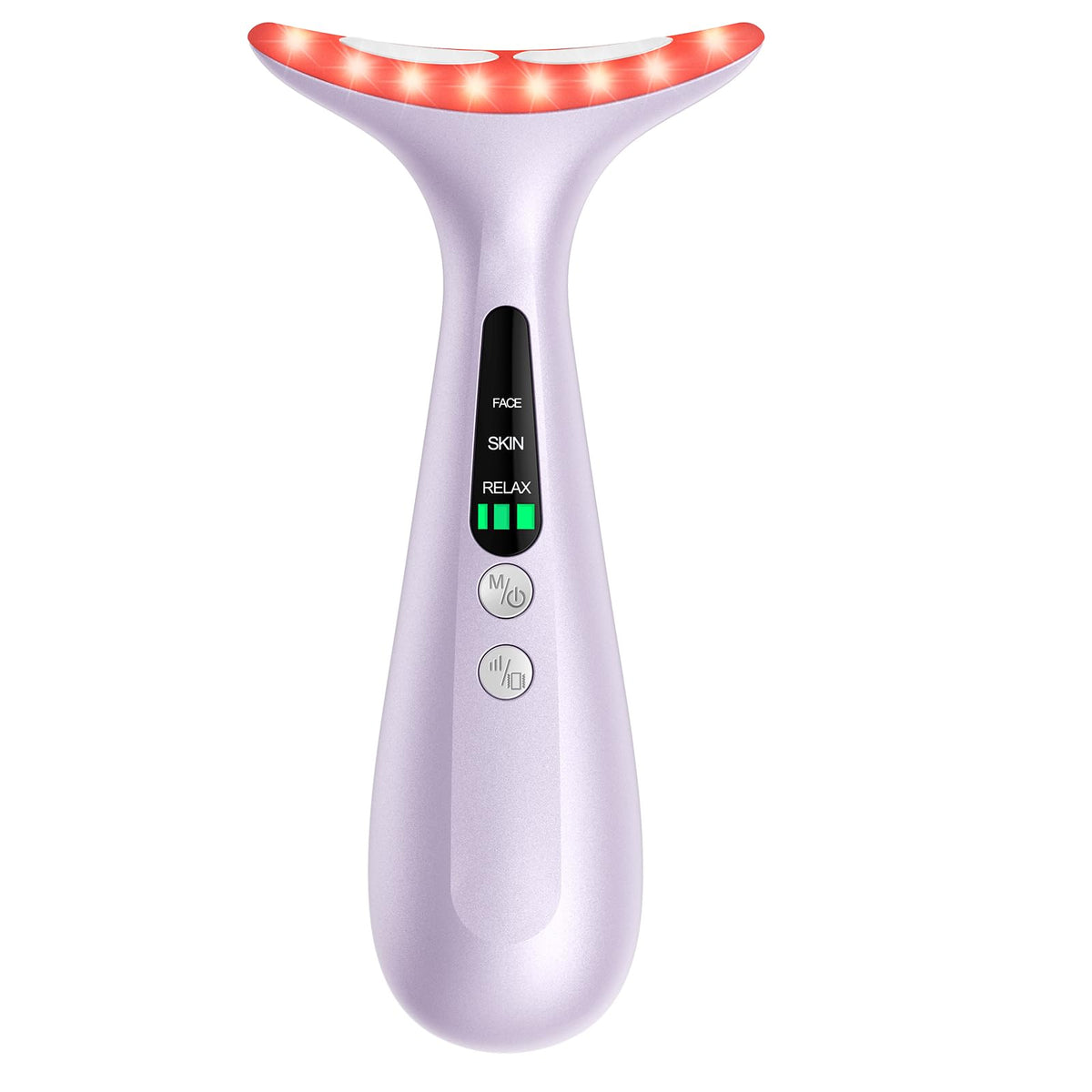 AZMAVO facial-neck massager front view in pastel purple for at-home lifting