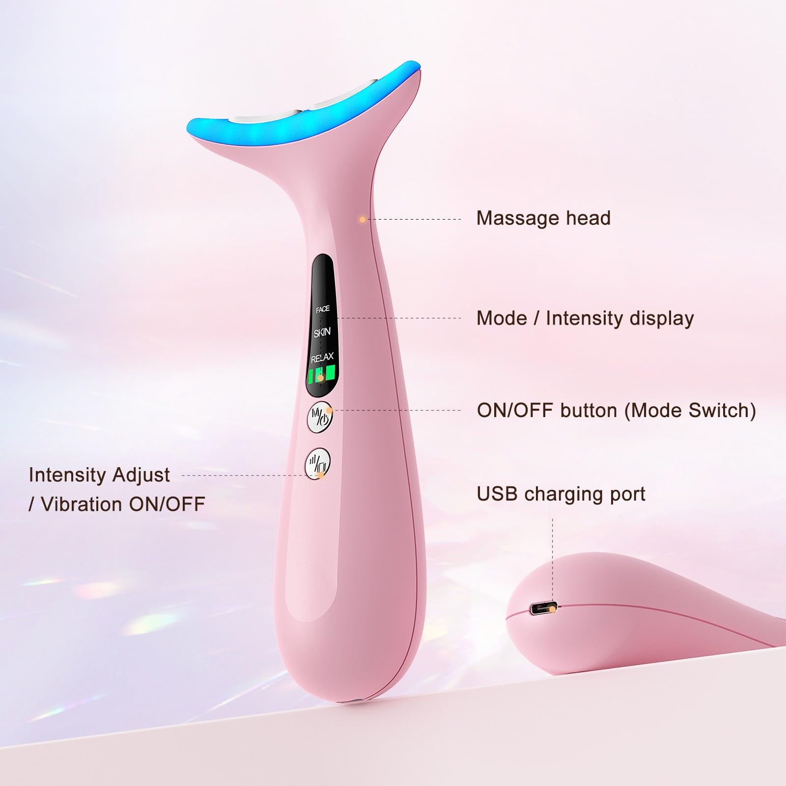 AZMAVO neck-massager being used on neck demonstrating soothing massage and contour refinement