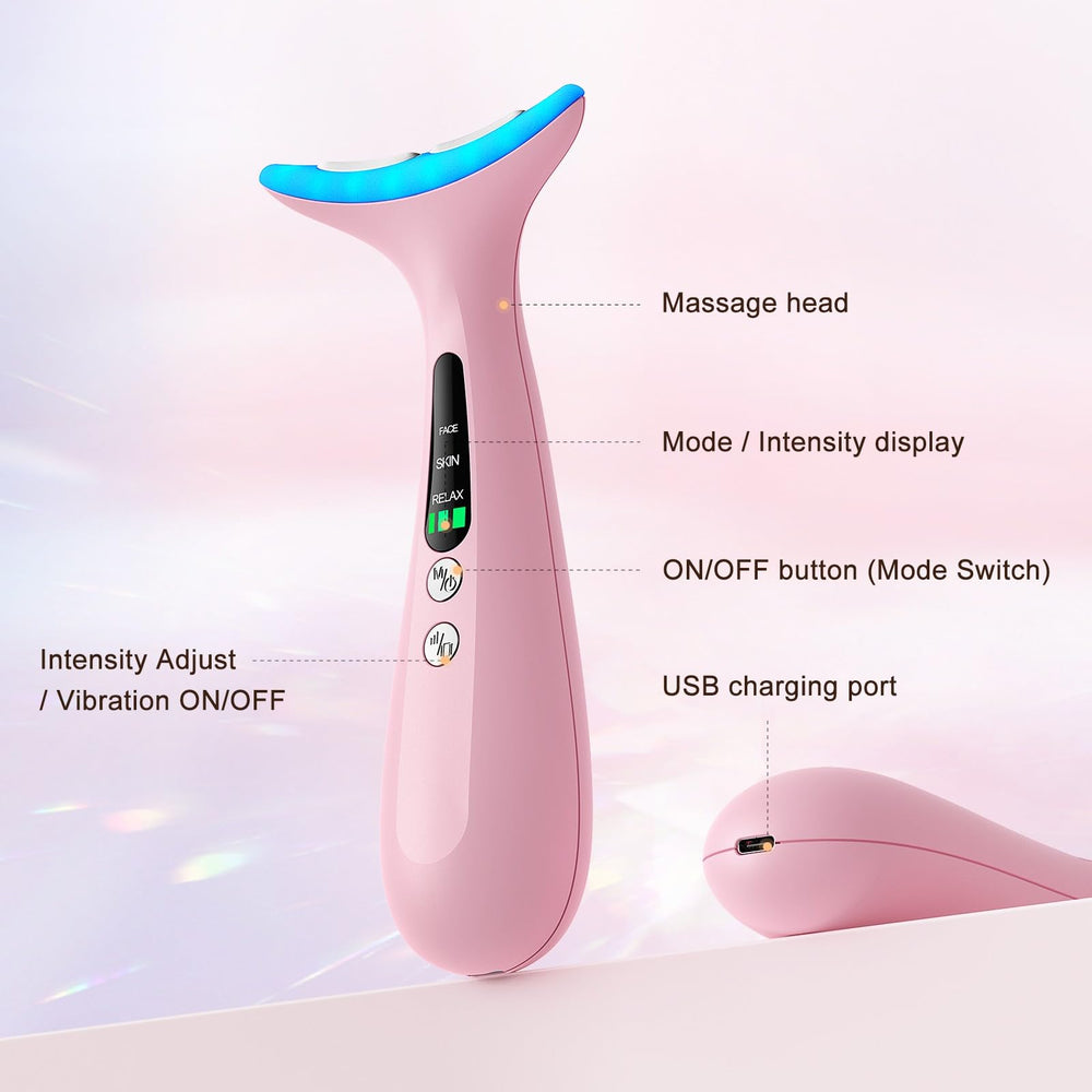 AZMAVO neck-massager being used on neck demonstrating soothing massage and contour refinement