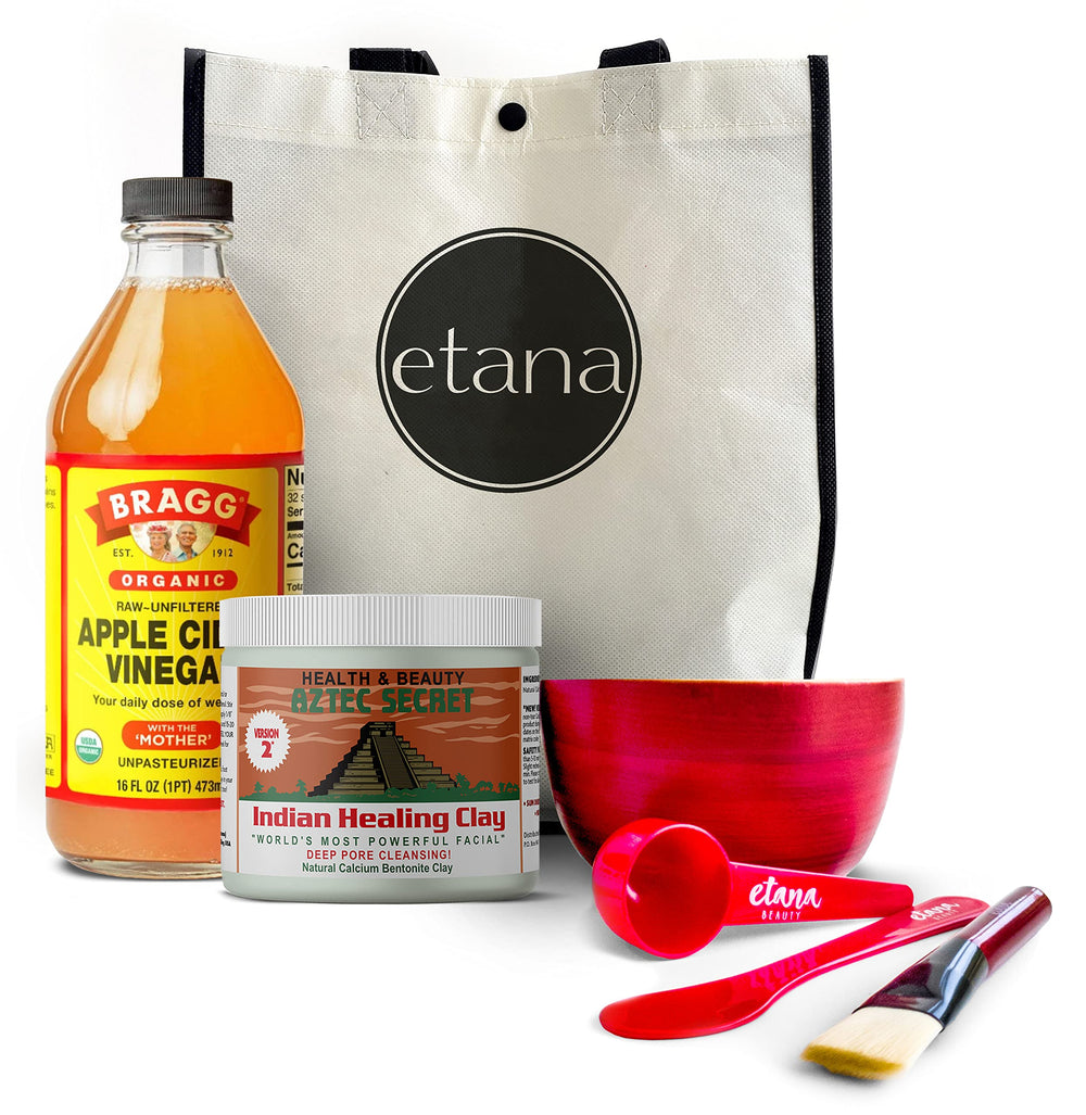 Aztec Secret Clay Premium Set with Indian Healing Clay bottle for at-home facial preparation.