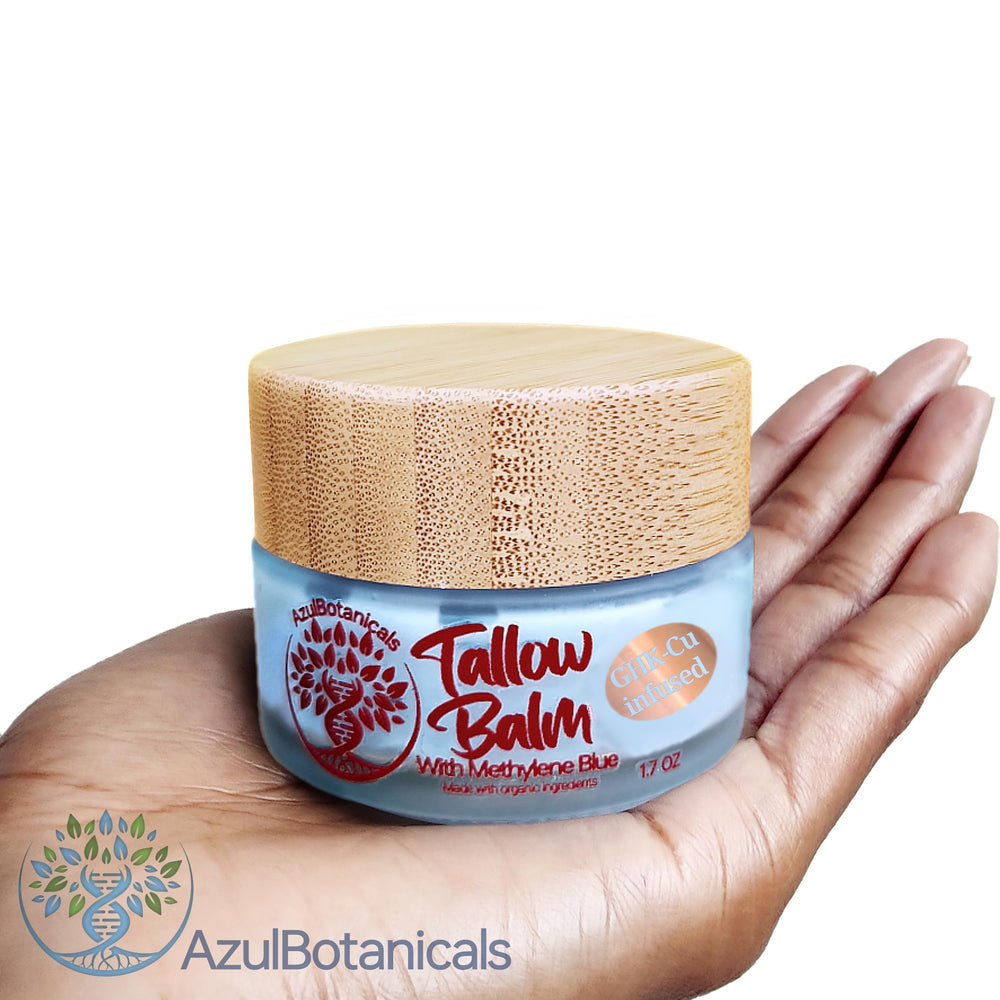 AzulBotanicals organic grass-fed tallow ingredients highlighting rich vitamins for healthy-looking skin