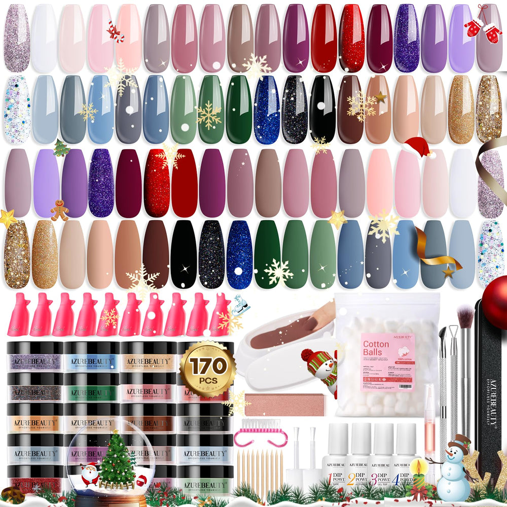 AZUREBEAUTY 170pcs dip nails kit box, complete at-home system for salon-worthy nails.