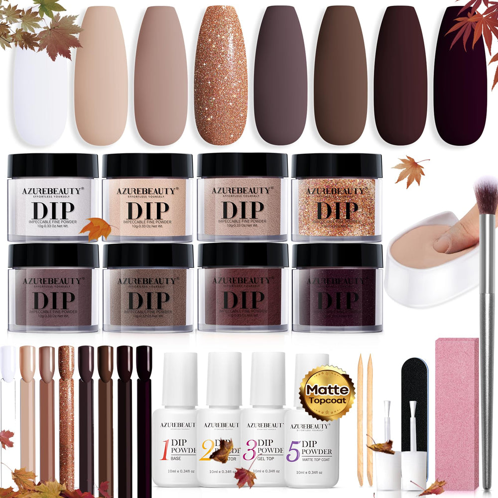 AZUREBEAUTY 30pcs dip powder kit colors for versatile fall-ready nails with rich, lasting shine.