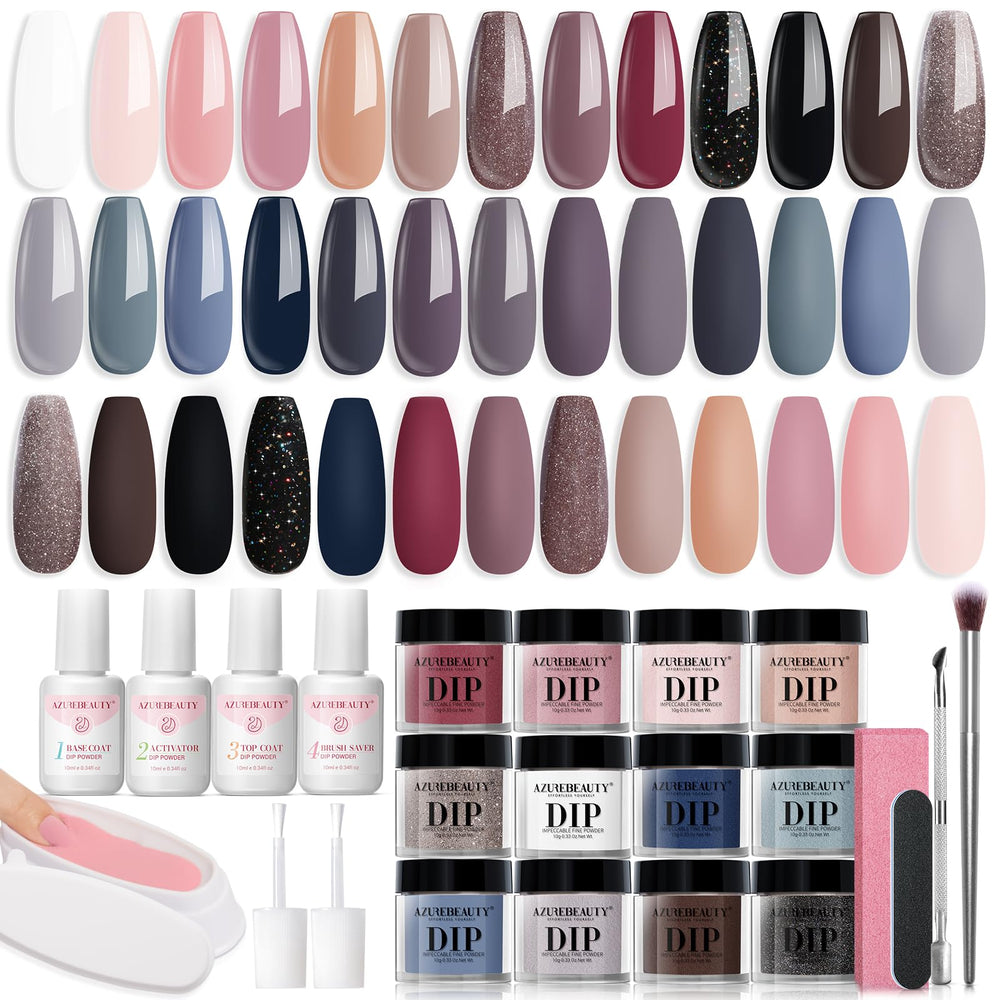 AZUREBEAUTY 31-pcs dip powder kit all-season colors closeup for salon-quality at-home manicures