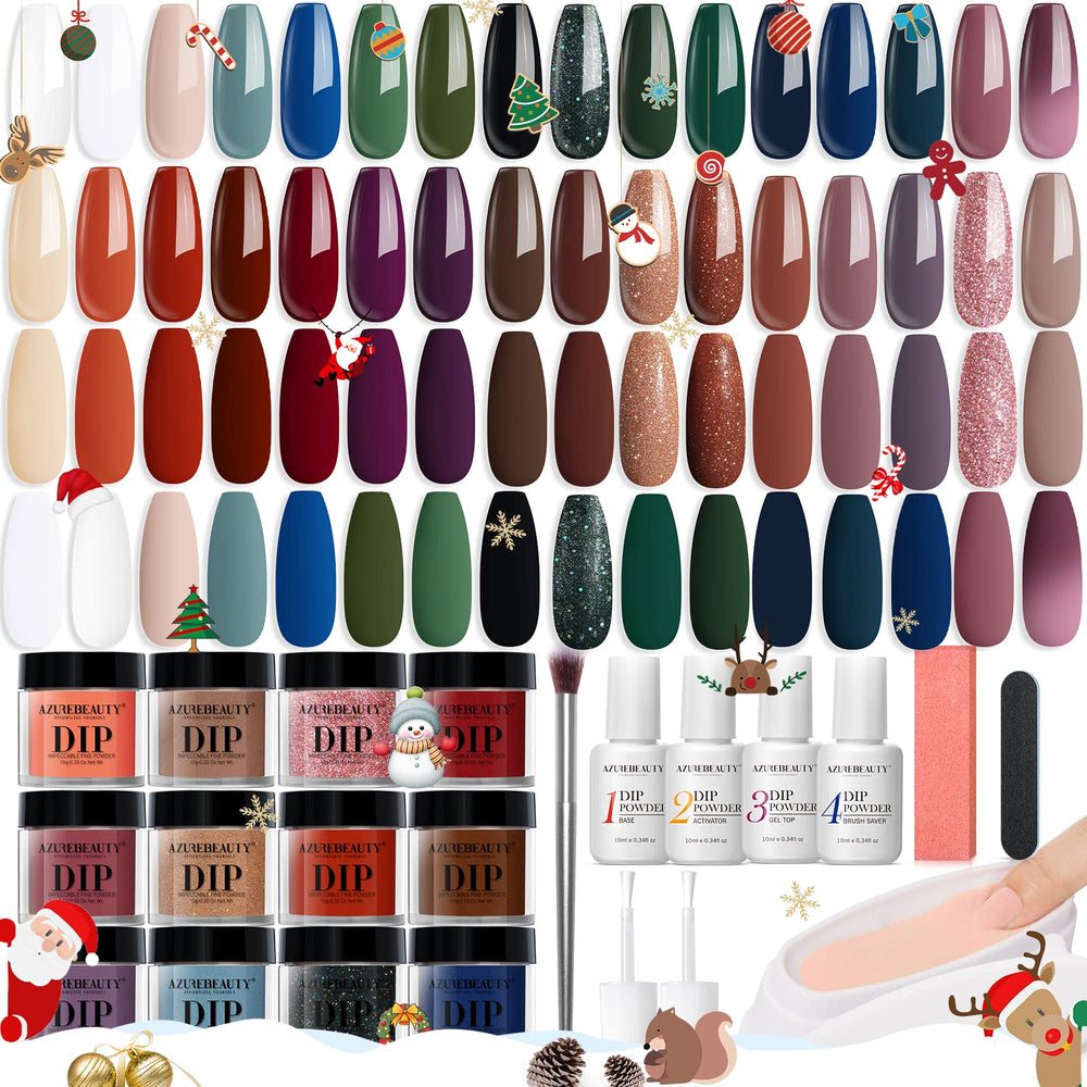 AZUREBEAUTY 42Pcs dip powder kit front view for convenient at-home manicure.