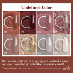 AZUREBEAUTY 8 colors dip powder palette for versatile fall-winter looks.