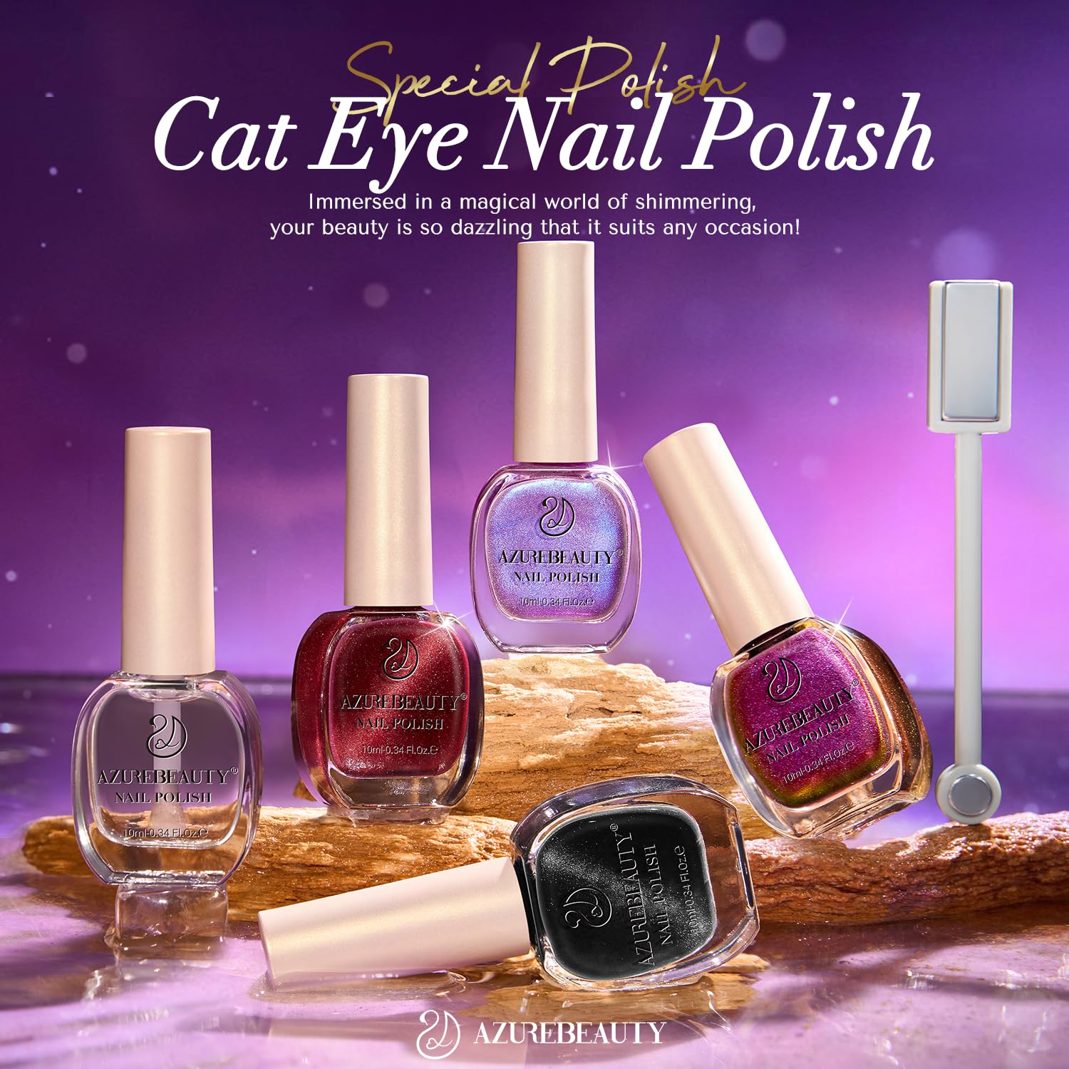 AZUREBEAUTY Glossy finish close-up highlighting chip-resistant shine.