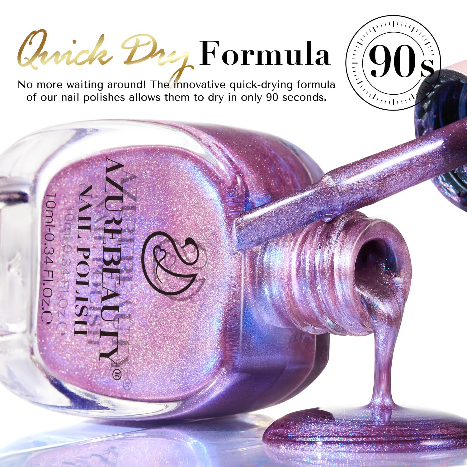 AZUREBEAUTY Home-manicure scene shows DIY salon-quality finish without lamp.