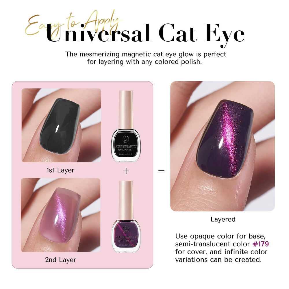AZUREBEAUTY Magnet-under-nail demonstration showing easy at-home cat-eye control.