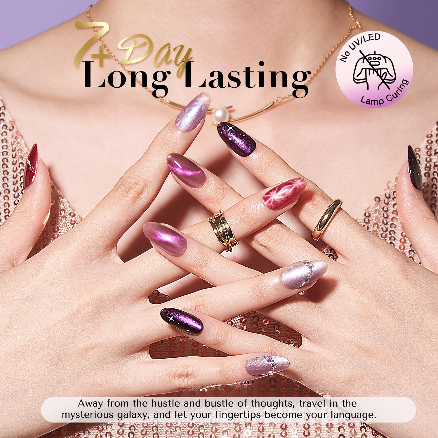AZUREBEAUTY Cat Eye Nail Polish Set Mooncat black swatch delivers sleek night-out drama.