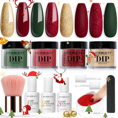 AZUREBEAUTY Christmas Dip Powder Kit package shows four colors for holiday nails.