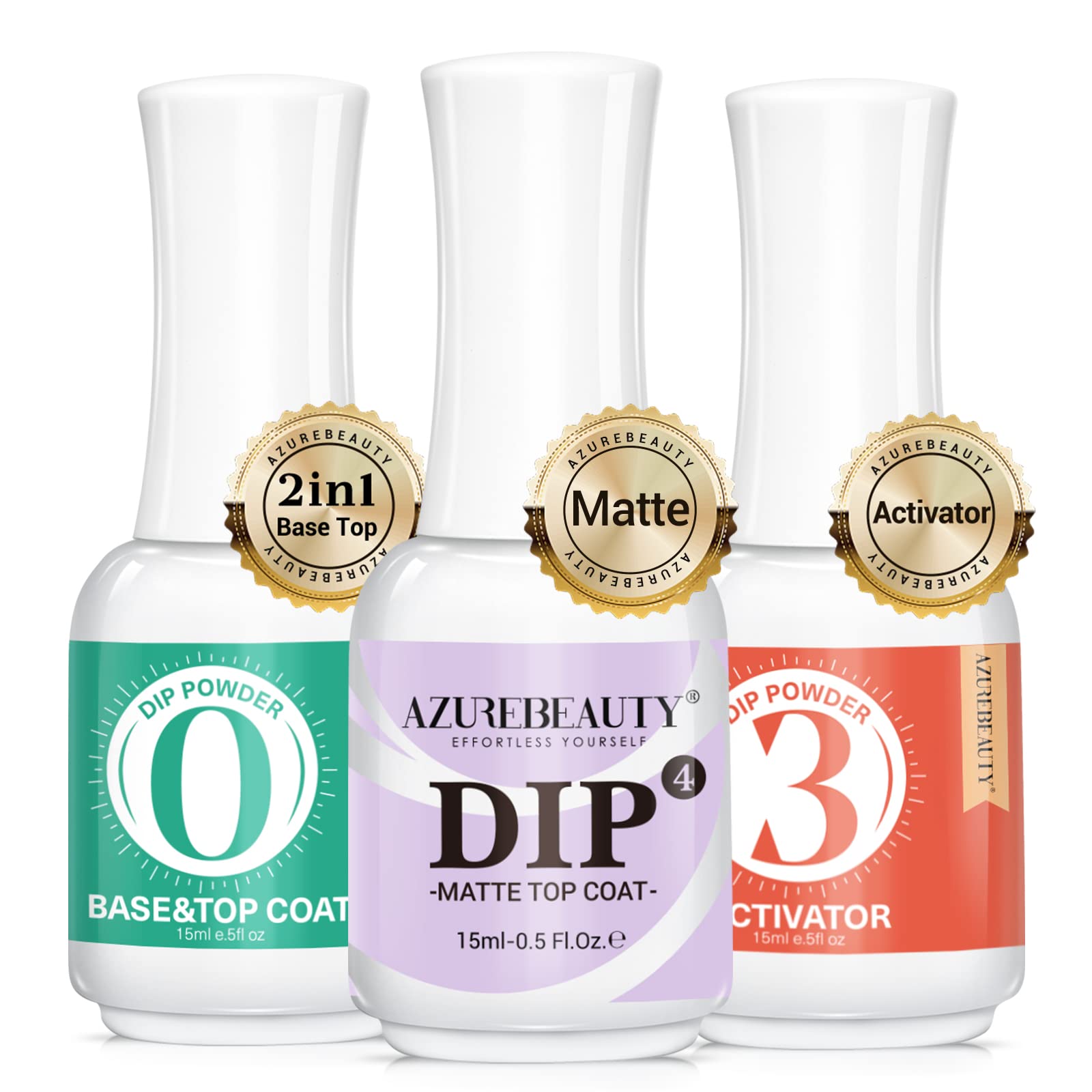 AzureBeauty dip liquid set base top coat bottle for lasting color protection