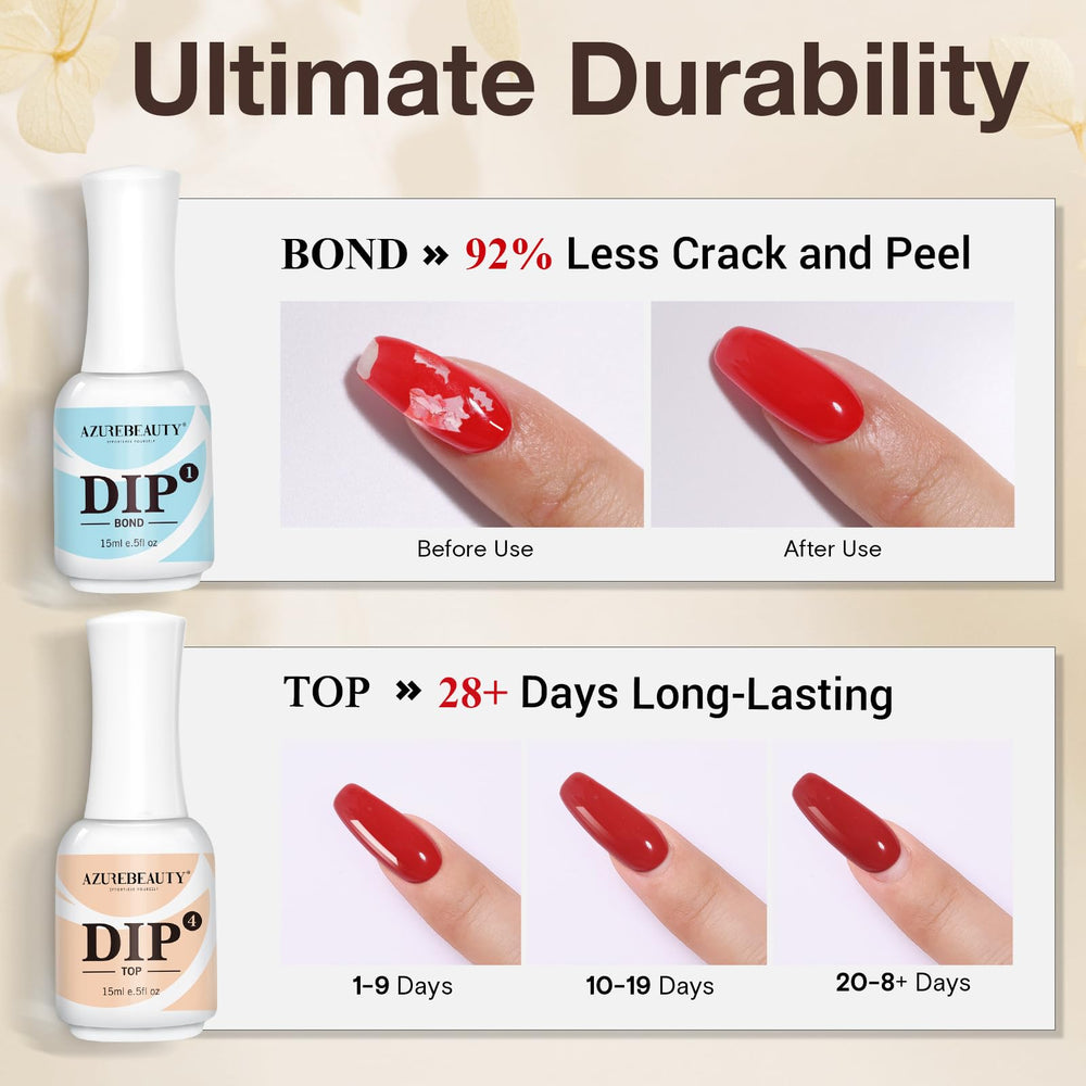 AZUREBEAUTY dip liquid set packaging highlighting value and organization.