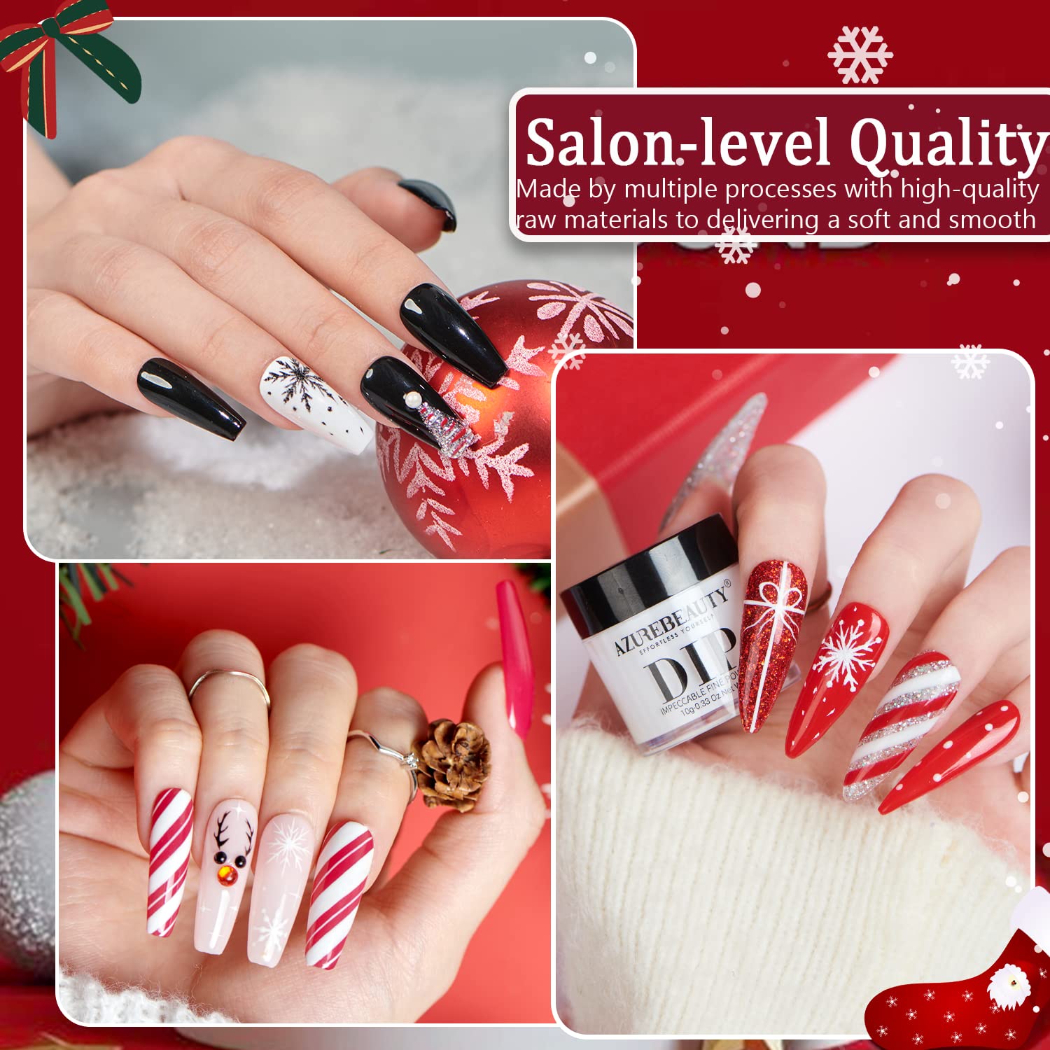 AZUREBEAUTY red powder offers bold color for vibrant nail art.