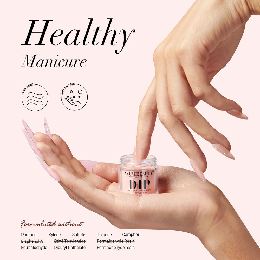 AZUREBEAUTY dip powder base bottle closeup showing smooth liquid