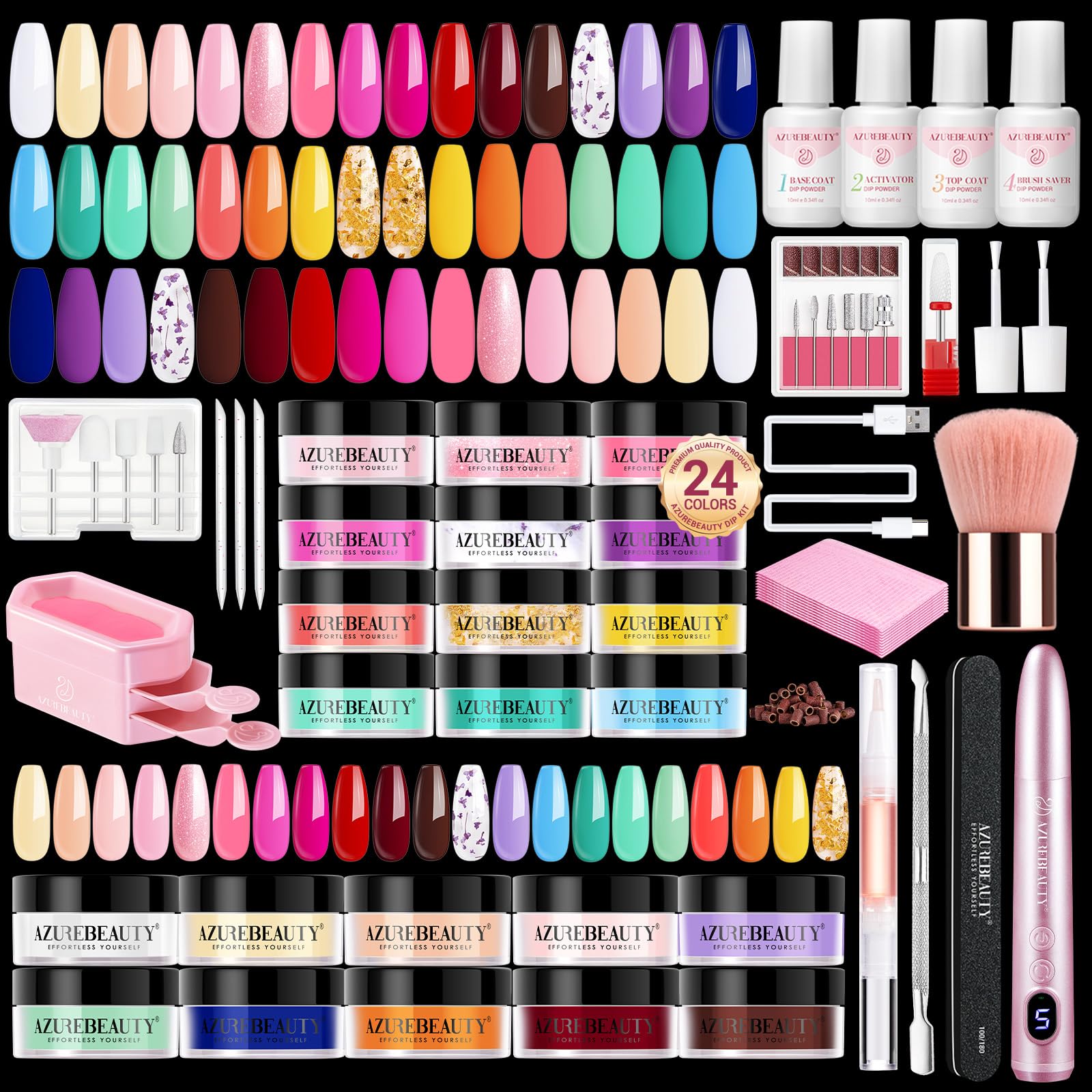 AzureBeauty dip powder colors collection for vibrant at-home manicures