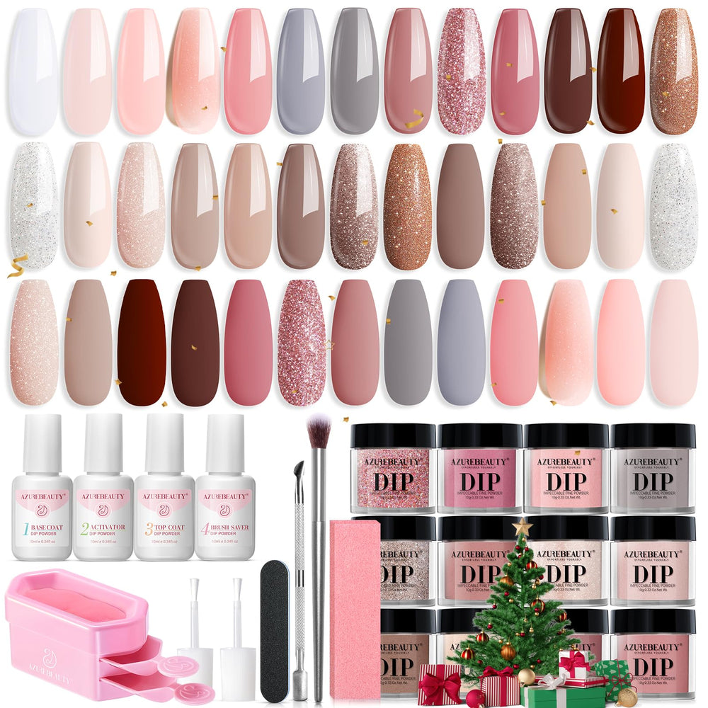 AZUREBEAUTY dip powder color palette with 20 shades for versatile manicures.